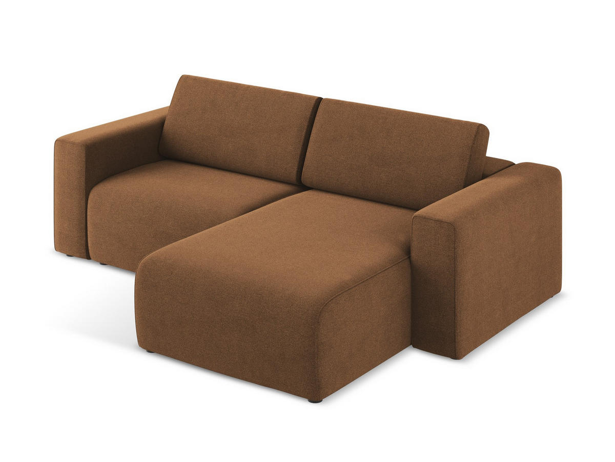 ECKSOFA Rechts Strukturstoff Stoff Orange - Beige/Terra cotta, Kunststoff/Textil (224/167cm) - Makamii