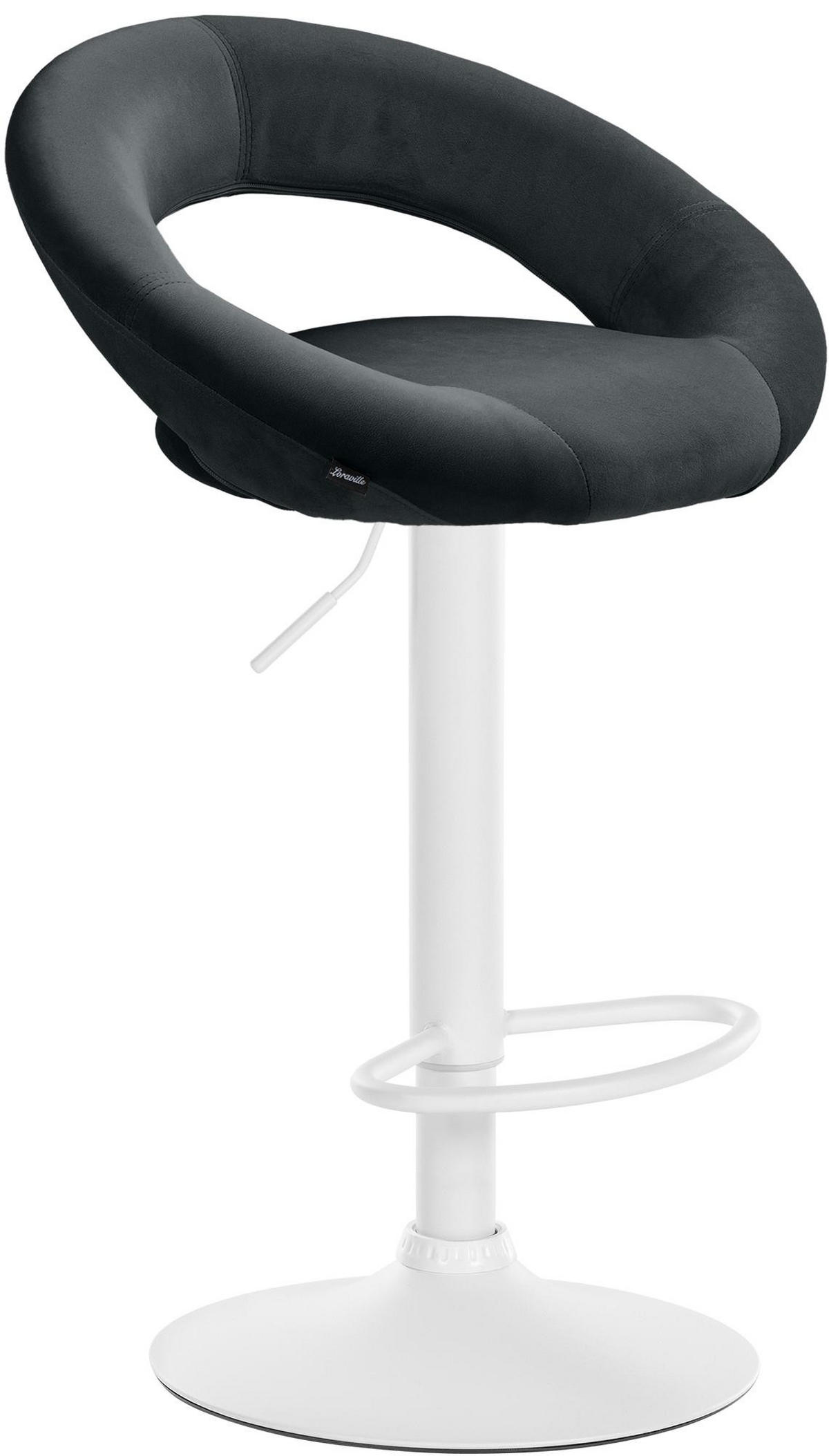 BARHOCKER Samt schwarz - Schwarz/Weiß, Textil/Metall (53/80/47cm) - CLP