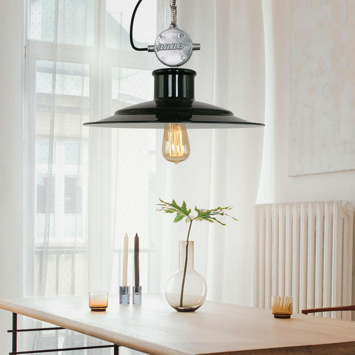 HÄNGELEUCHTE Millstone Metall Schwarz Silber - Schwarz, Metall (40/40/195cm)