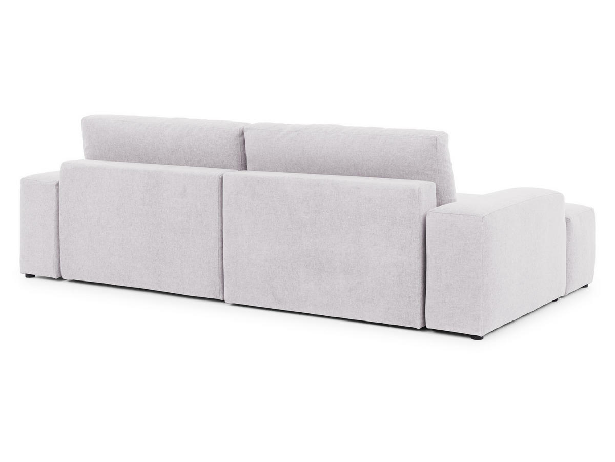 ECKSOFA Lennon aus Greige Strukturstoff mit Schlaffunktion und Bettkasten - Greige/Schwarz, Holz/Kunststoff (137/264cm) - S-Style