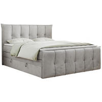 BOXSPRINGBETT PREMIUM 11 KING 180/200 Hellgrau Velvet - H4 - Hellgrau, Holz/Textil (180/200cm) - MKS