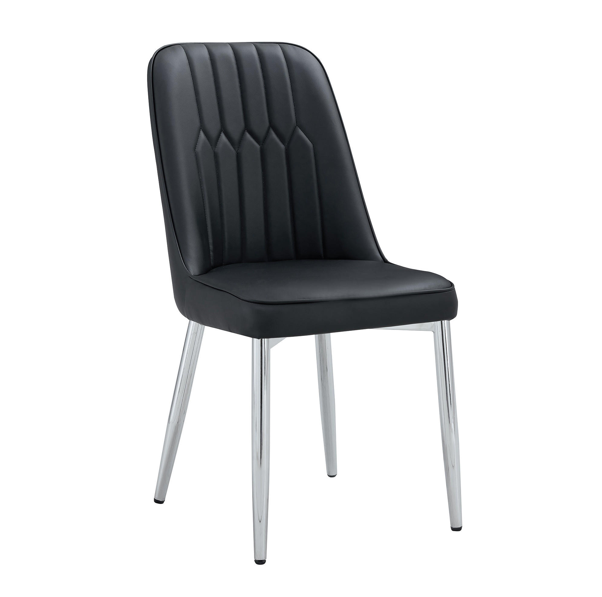 ESSZIMMERSTUHL PU-Leder Schwarz mit Metallbeinen Silber - Schwarz, Metall (41.5/89/43cm) - Meubliv