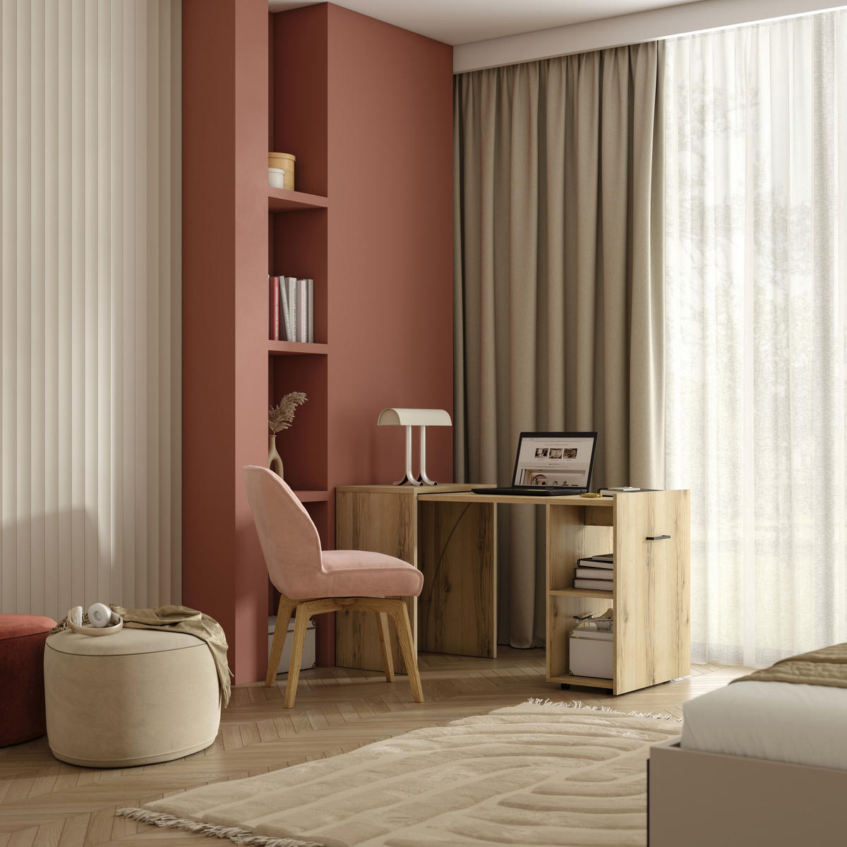 SCHREIBTISCH INTELLO 131,5x60x75 cm Bürotisch Computertisch, Eichefarben - Eichefarben, Holzwerkstoff (60/131.5/75cm) - MASSENO