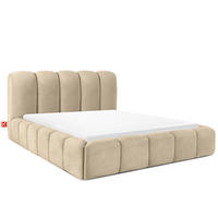 POLSTERBETT MERIDE Chenille, Beige - Beige/Schwarz, Holz/Textil (160/200cm) - KONSIMO®