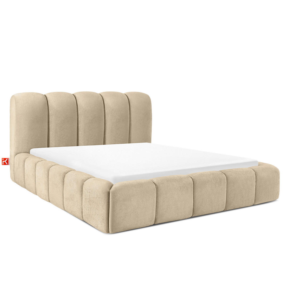 POLSTERBETT MERIDE Chenille, Beige - Beige/Schwarz, Holz/Textil (160/200cm) - KONSIMO®