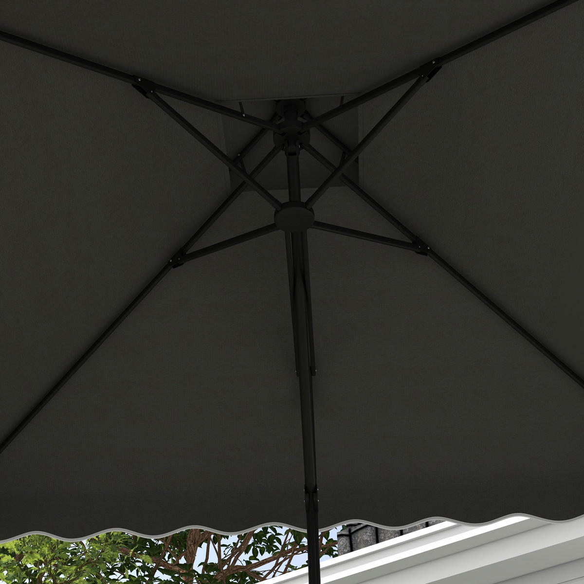 SONNENSCHIRM, Metall, Polyester, Grau - Dunkelgrau, Kunststoff/Metall (243/243cm) - Outsunny