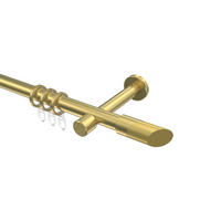 GARDINENSTANGEN-SET Prestige Verano 120 cm, 1-läufig, 20 mm Ø Messing-Optik - Messingfarben/Goldfarben, Metall (120cm) - INTERDECO