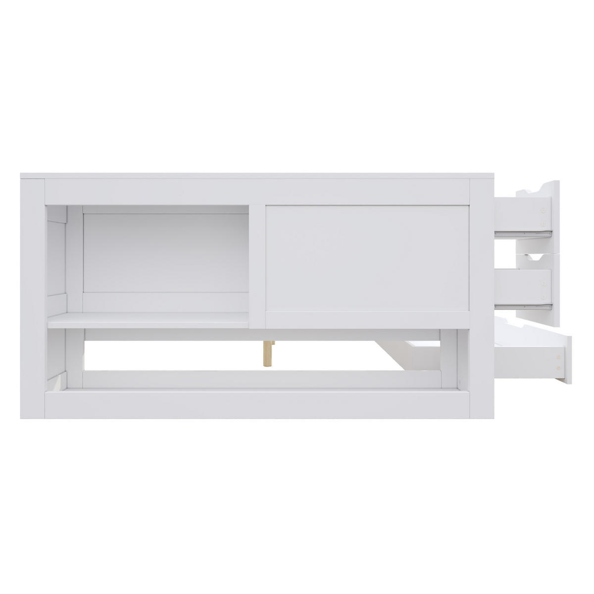 KINDERBETT 140/200 cm aus MDF mit Stauraum Nachttisch und Lattenrost Weiß - Weiß, Holzwerkstoff (140/200cm) - Modenvie
