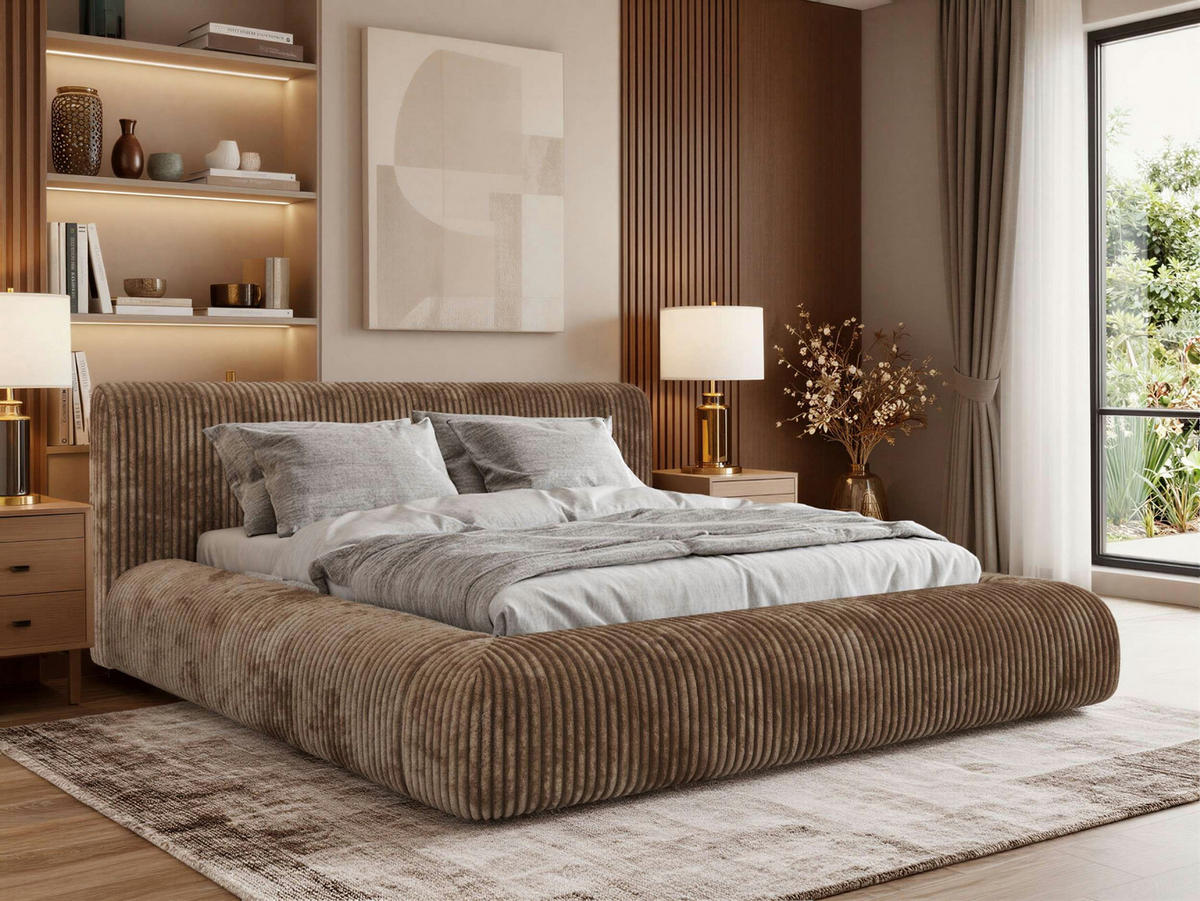 POLSTERBETT TILBEA CLASSIC 180/200 - Braun Cordstoff - ohne Matratze - Braun, Textil (180/200cm) - MKS