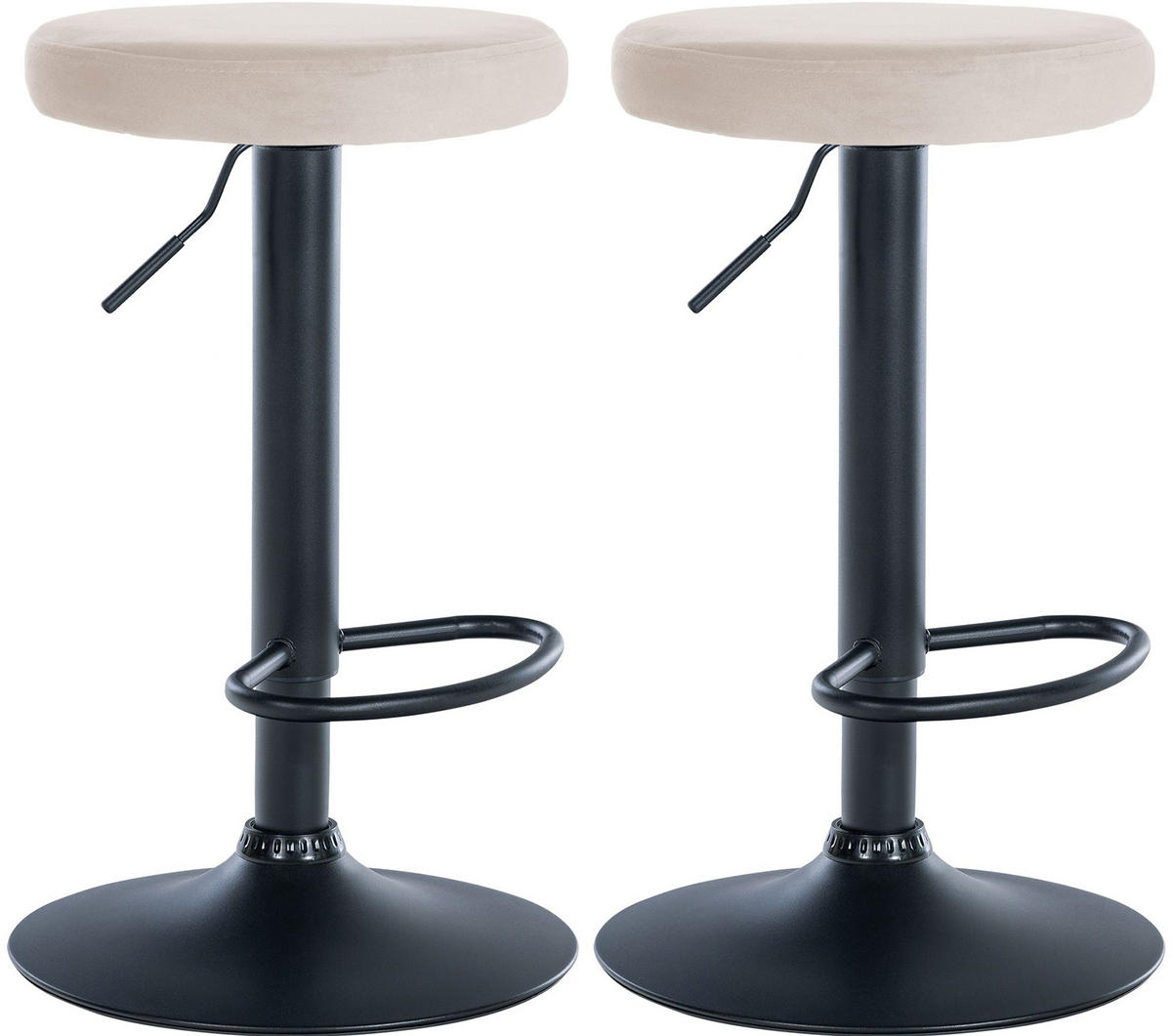 BARHOCKER 2er Set Samt creme - Creme, Textil/Metall (38.5/60/38.5cm) - CLP