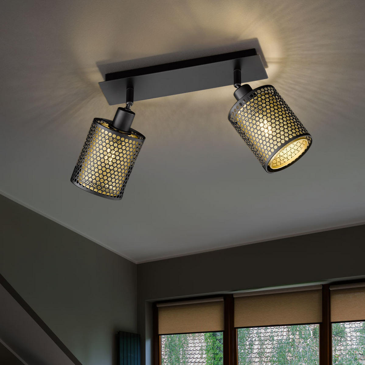 LED DECKENLEUCHTE Stahl Schwarz Gold - Schwarz, Metall (30/10/21cm) - Wofi