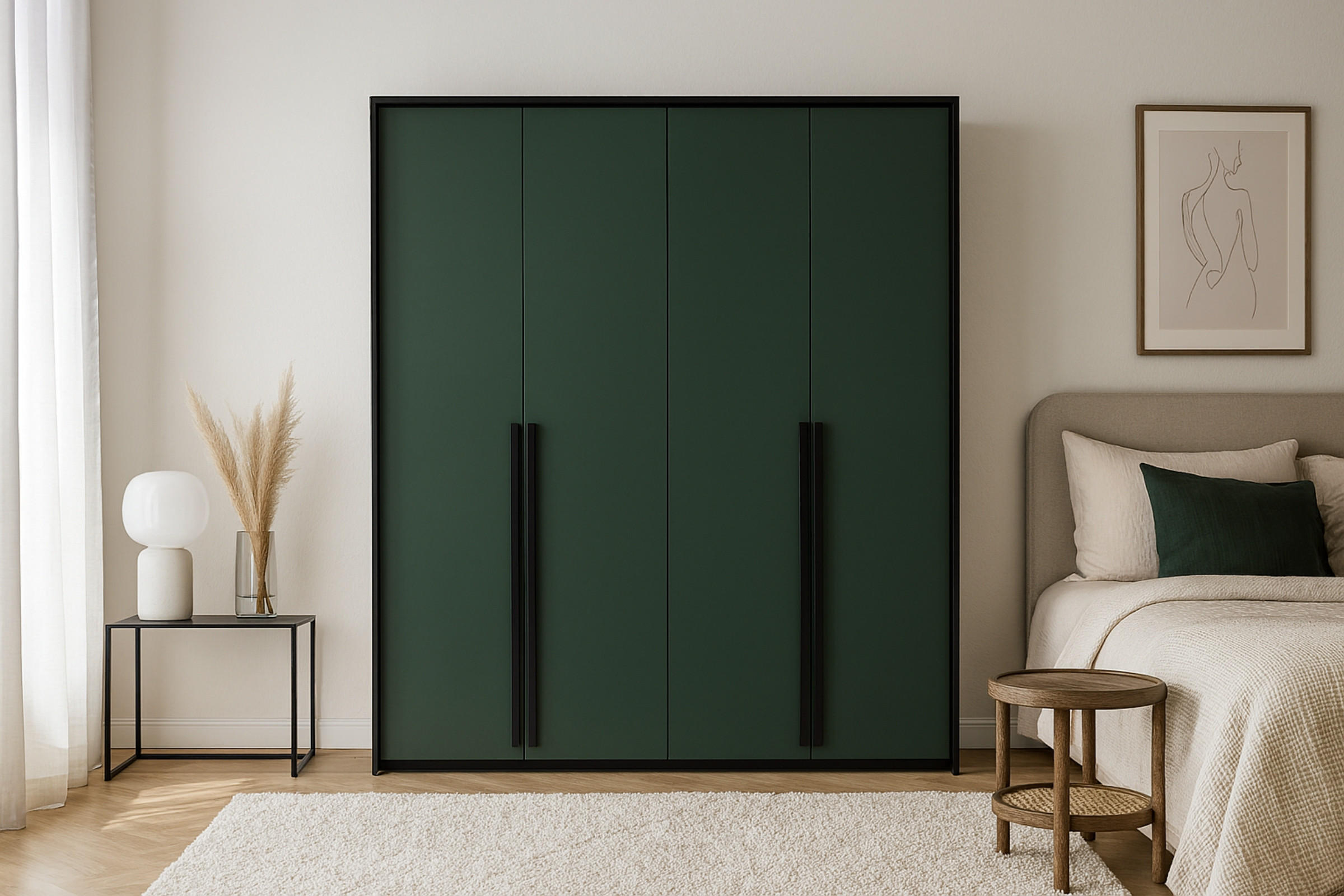 Thumbnail - Deine Möbel 24 Kleiderschrank, Dunkelgrün, Holzwerkstoff, 210x217x65 cm, Schlafzimmer, Kleiderschränke