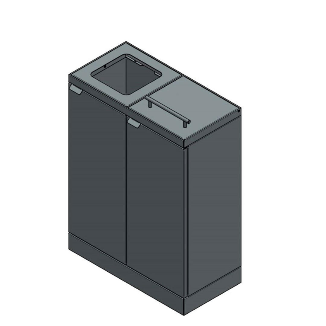 MÜLLEIMER Funktionaler Wertstoffsammler Mit Rollen & Klappdeckel 2 x 45 Liter 71 x 53 x 26,5 cm Stahl Anthrazit - Grau, Metall (53/71/26.5cm) - PROREGAL