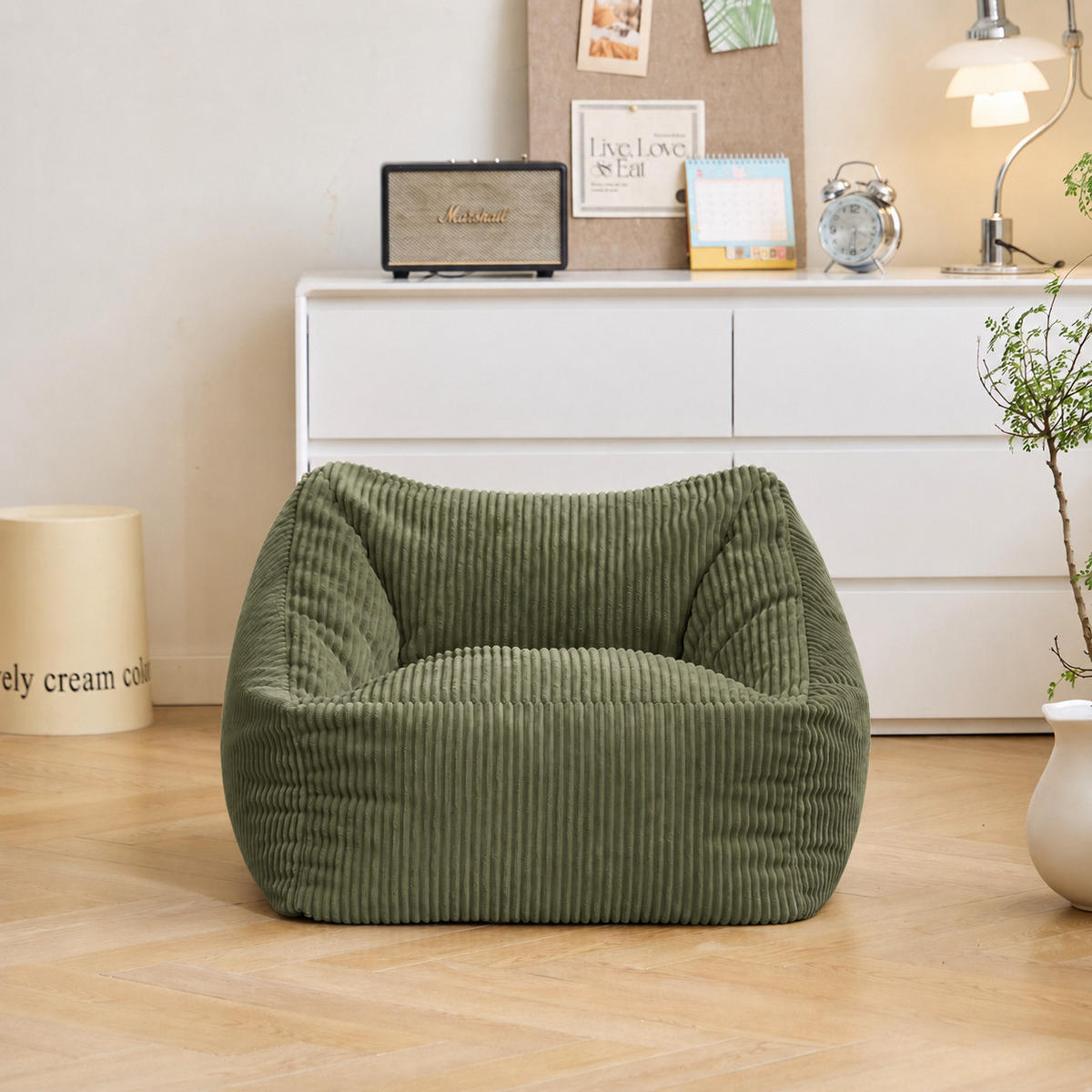 POUF kord Grün - Grün, Textil (55/44/55cm) - Nordlys