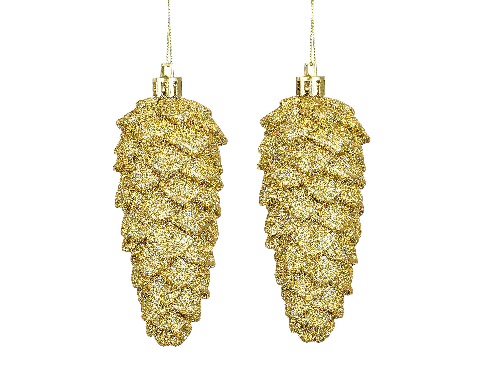 CHRISTBAUMSCHMUCK 2er-Set Tannenzapfen gold, 11 cm - Goldfarben, Kunststoff (10/20/20cm) - LAALU