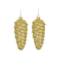 CHRISTBAUMSCHMUCK 2er-Set Tannenzapfen gold, 11 cm - Goldfarben, Kunststoff (10/20/20cm) - LAALU