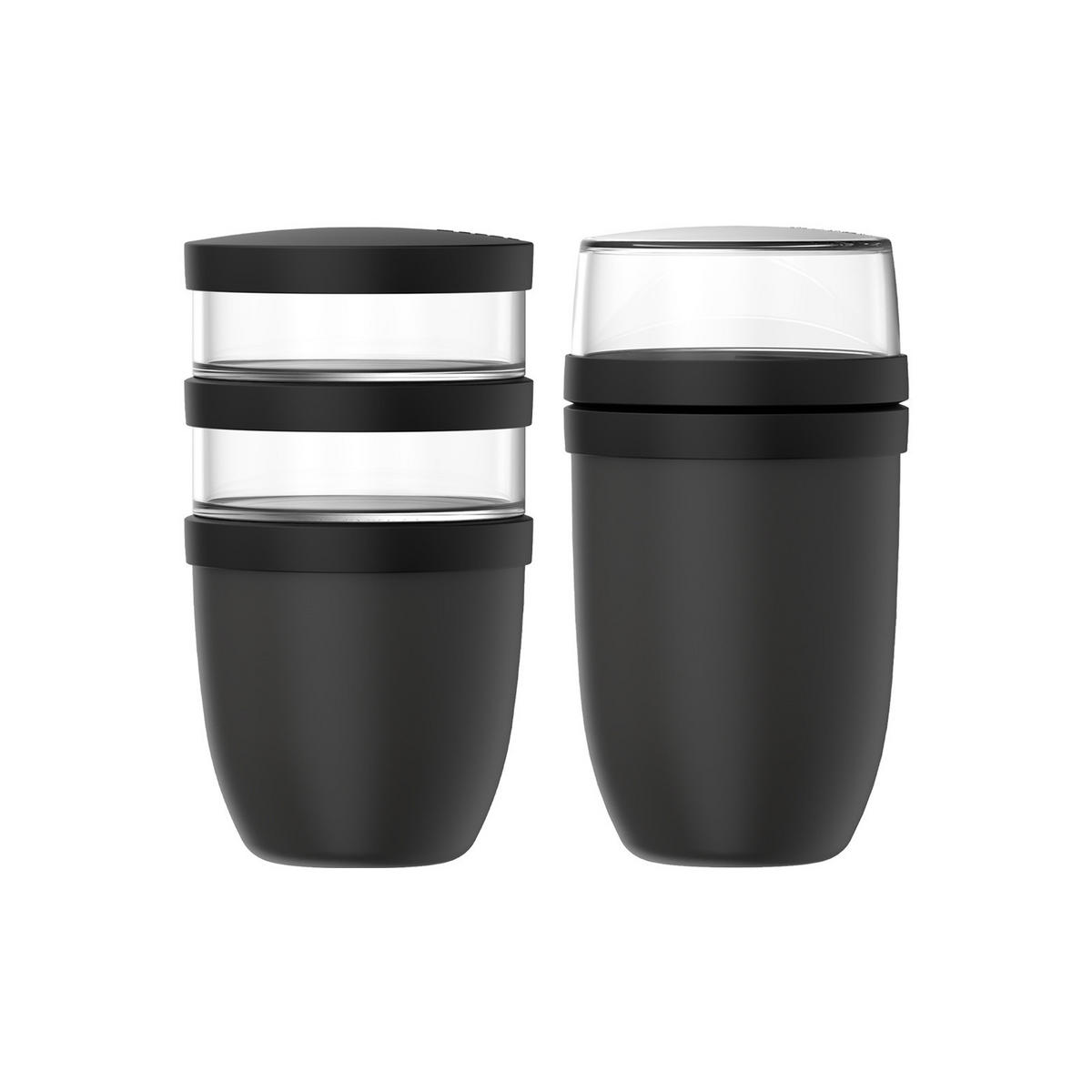 LUNCHPOT-SET XL Ellipse Nordic Black 900 ml + 1050 ml 2er Set - Schwarz, Kunststoff (10.7/20/10.7cm) - Mepal