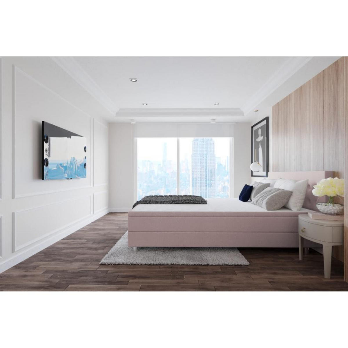 BOXBETT, Polsterbett Sawana mit Bonellfederkern-Matratze und Topper Schlafzimmer - Altrosa, Holz/Holzwerkstoff (160/200cm) - Best For Home