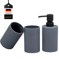 BADEZIMMER-SET SAVONA, Soft-Touch, grau, rund - Grau, Kunststoff (7/16/9cm) - bremermann