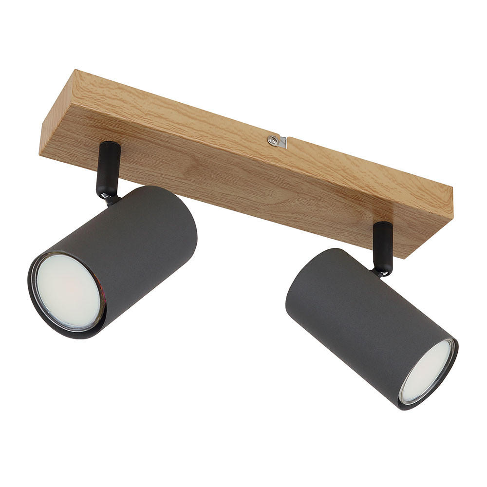 DECKENSTRAHLER Metall Holzoptik Braun 2 flammig - Braun, Metall (26/6/12cm) - Globo Lighting