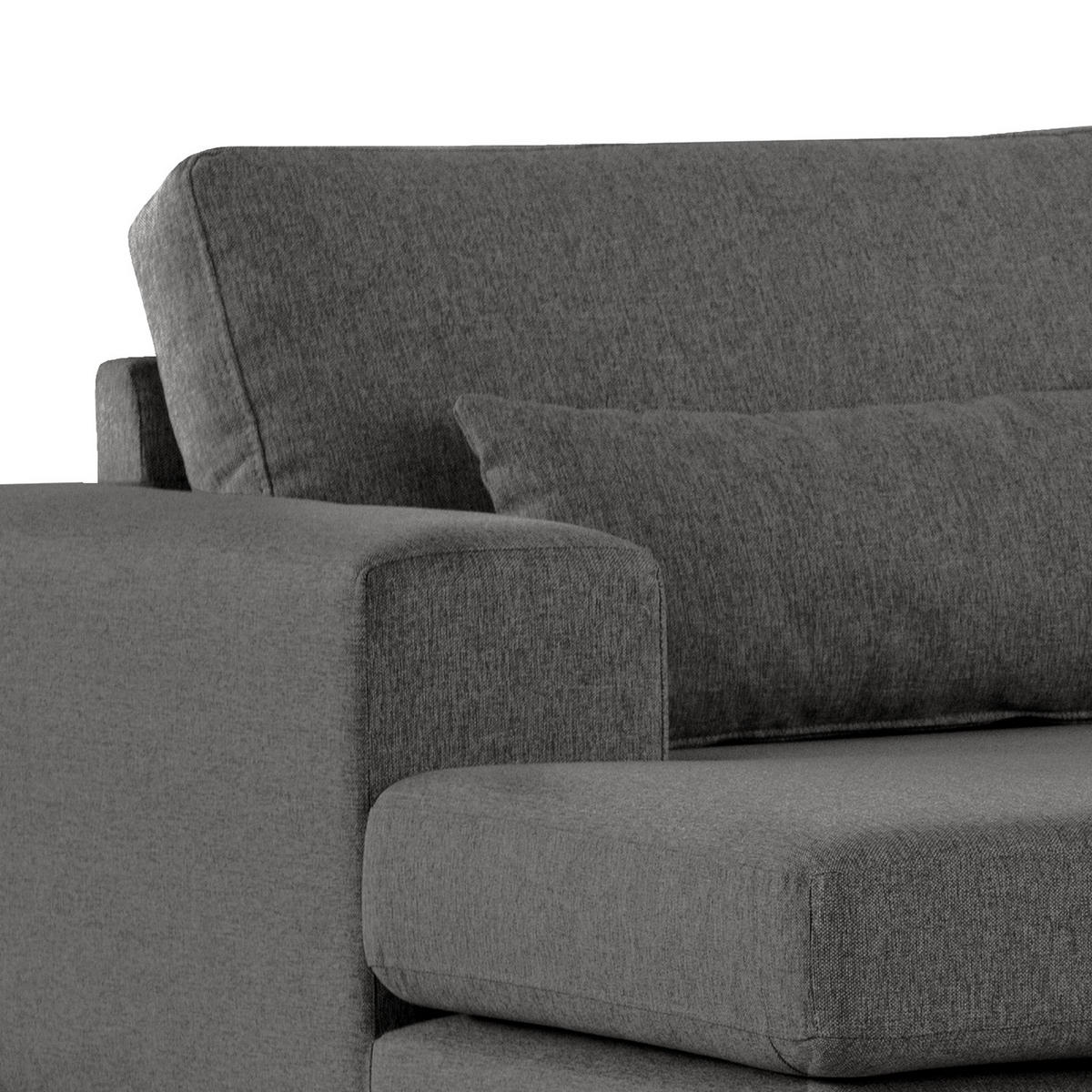 ECKSOFA mit Longchair - Dunkelgrau/Buchefarben, Buchenholz/Textil (281/153cm) - home24