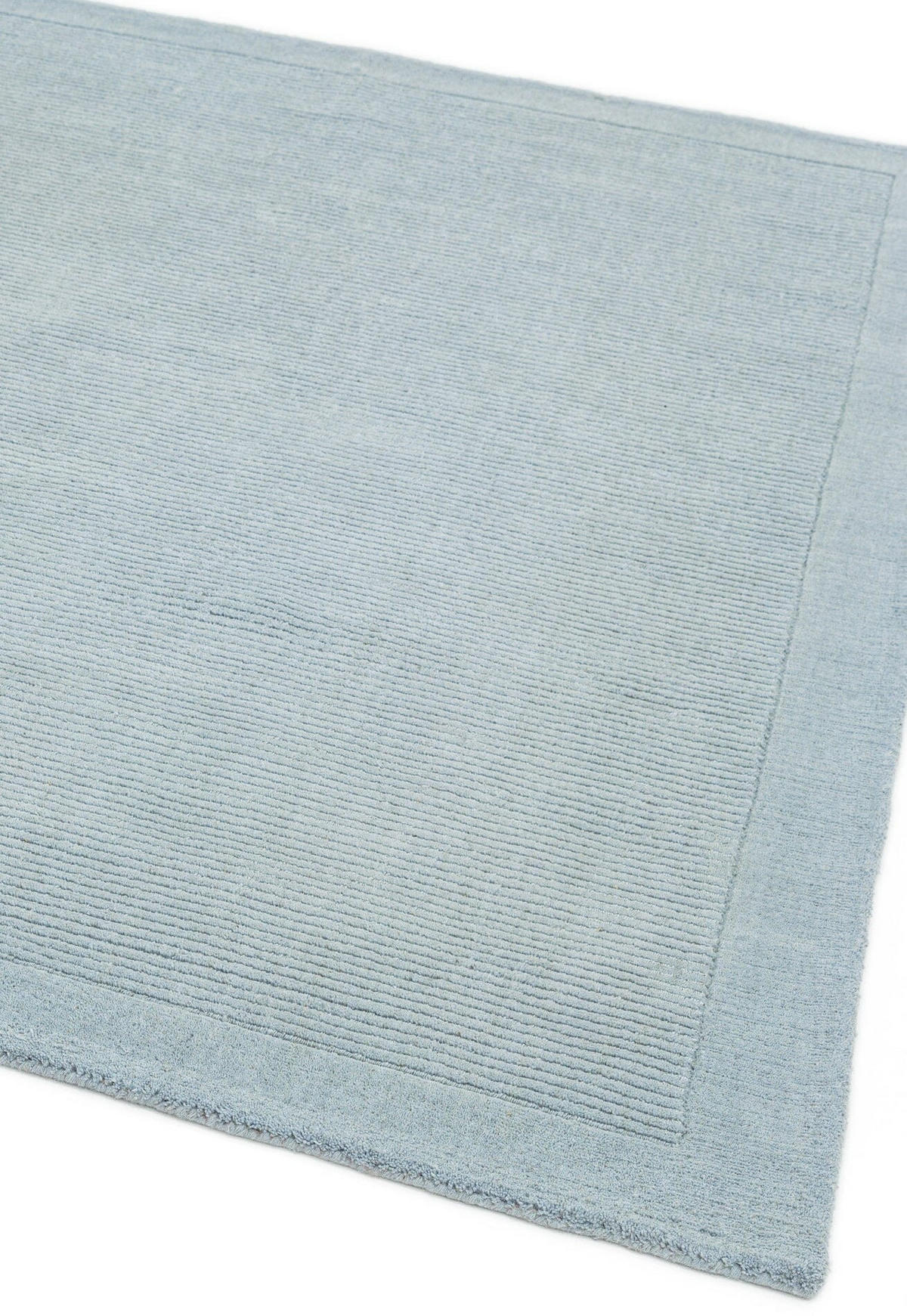 TEPPICH Schurwolle handgewebt mit Bordüre modern STOW, Hellblaugrün 200x290 cm - Hellblau, Textil (200/290cm) - KADIMA DESIGN