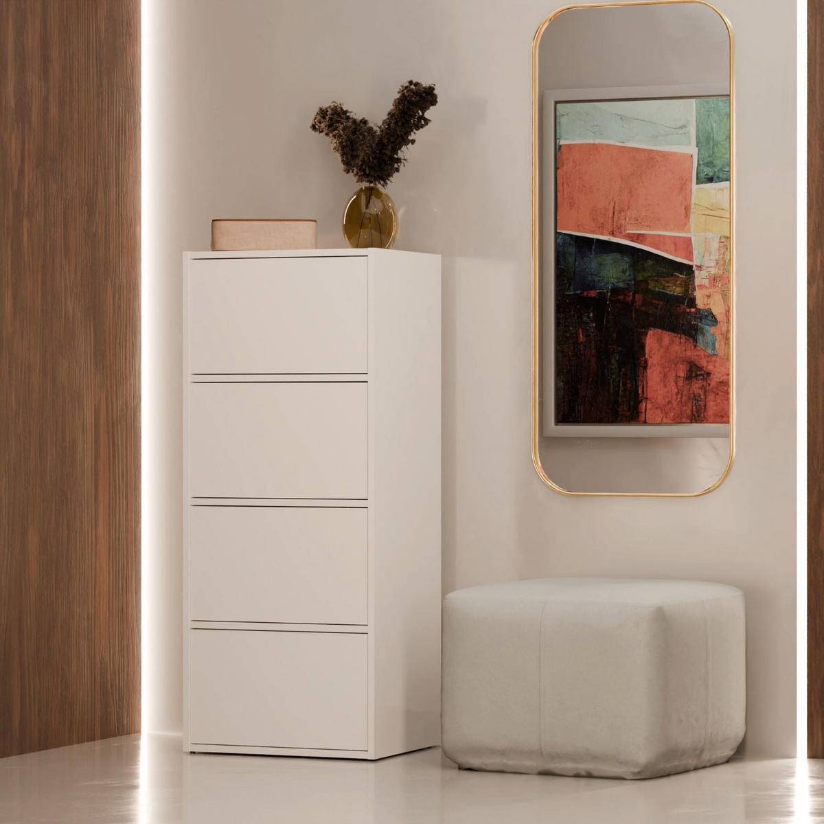 HIGHBOARD Kate - Weiß, Holzwerkstoff (50/119/40cm) - kommodly