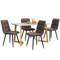 TISCHGRUPPE 5-tlg 117x68cm Esstisch mit 4 Samtstühlen Braun und Marmoroptik - Braun, Metall (74/10/130cm) - Raelunyi