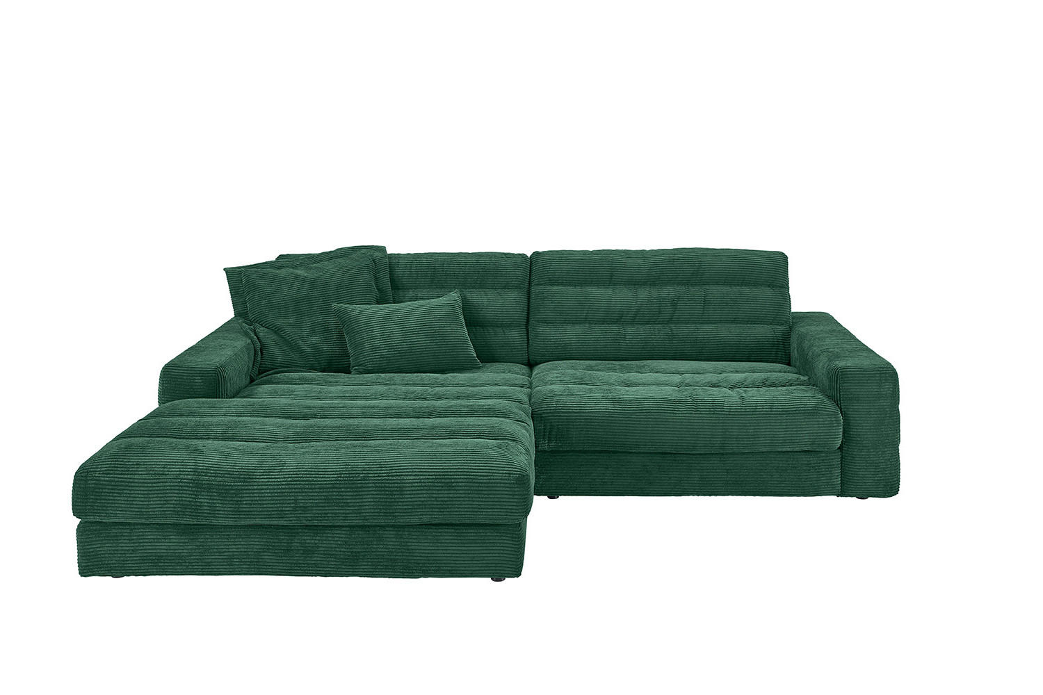 ECKSOFA LANA SOFA Smaragdgrün Cord - Smaragdgrün/Schwarz, Textil (296/205cm) - KAWOLA