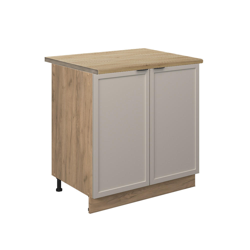 KÜCHENUNTERSCHRANK Fame-Line GrauBeige 80 cm mit Regal, AP Eiche - Honigeiche/Eiche Wotan, Holzwerkstoff (80/82/60cm) - Vicco