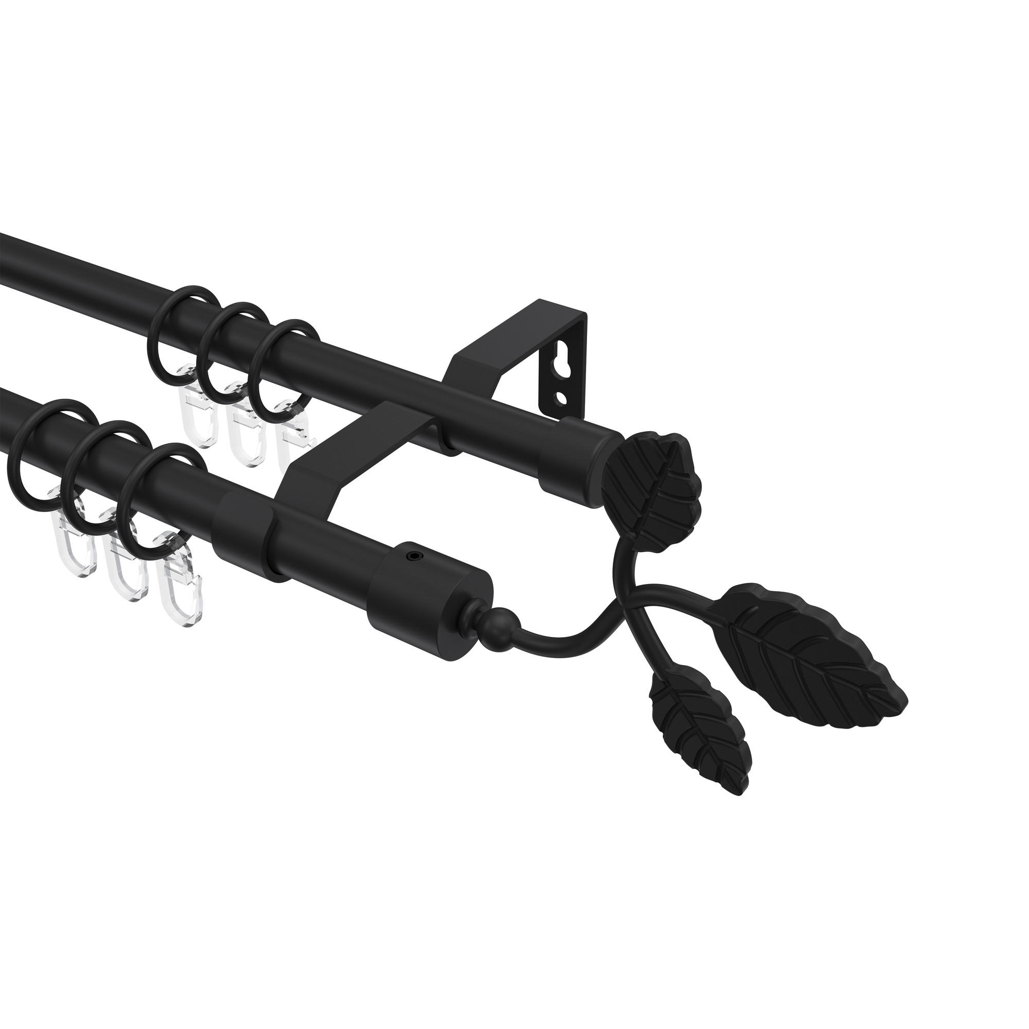 GARDINENSTANGE Olymp Alessia 260 cm (geteilt in 2 x 130 cm), 2-läufig, 16 mm Ø Schwarz - Schwarz, Metall (260cm) - INTERDECO