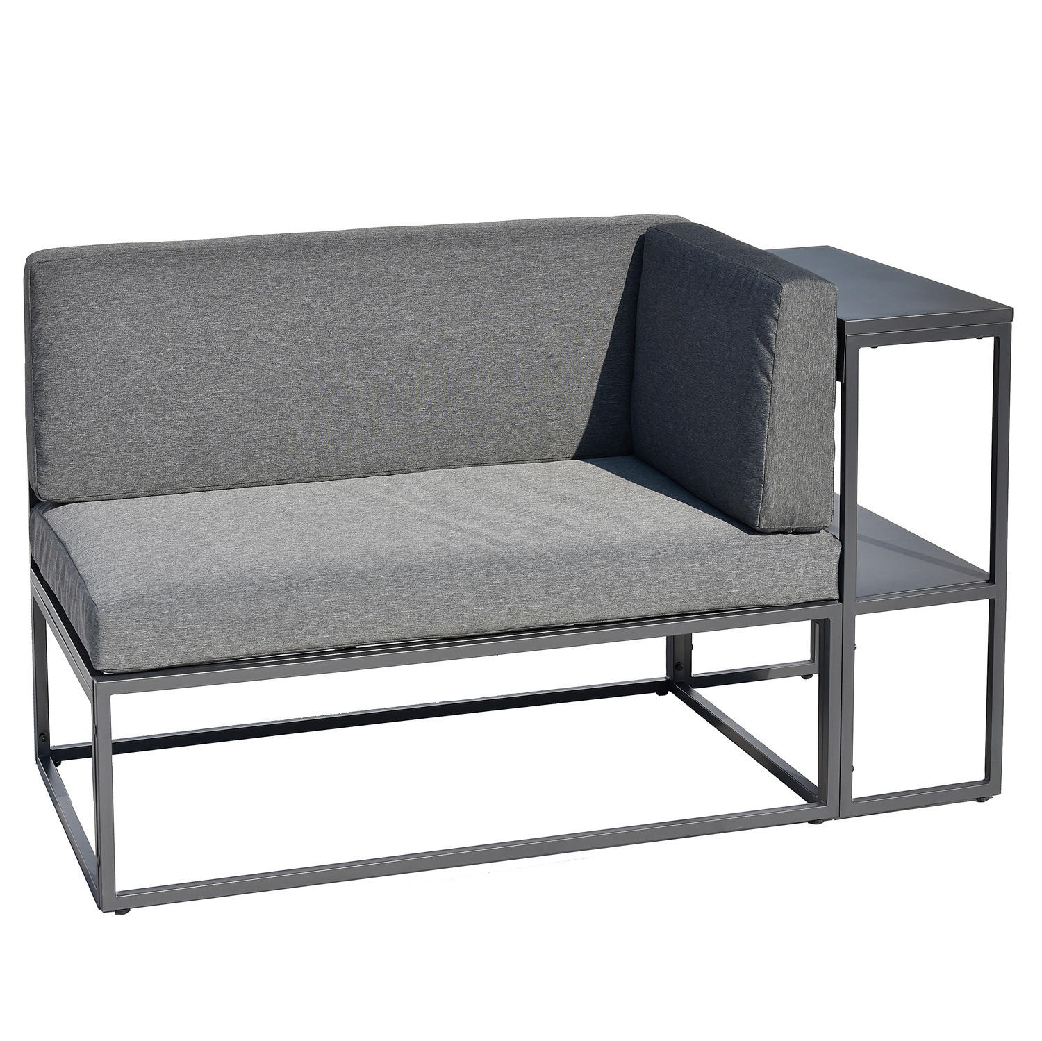 BALKONSOFA - Stahl / Webstoff - Grau - Grau, Textil/Metall (137/75/70cm) - home24