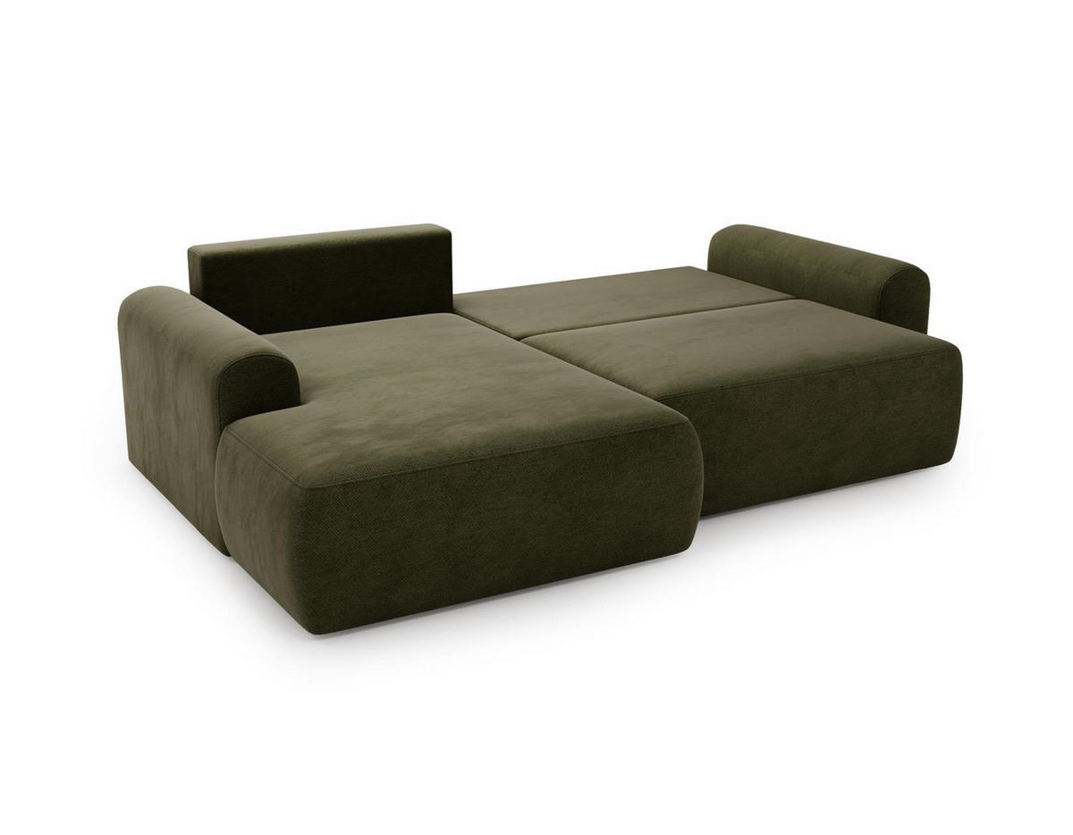 ECKSOFA Aurora Olivgrün, mit Schlaffunktion in Vena Stoff, linke seite - Olivgrün, Holzwerkstoff/Textil (257/177cm) - Bettso