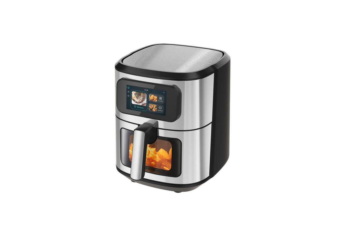 SMART-AIFRYER 6,5L mit App, Waage & Auto-Kochzeit, TFT Touch (EN/ES) - Silberfarben/Schwarz, Kunststoff (37.3/43/43.5cm) - ChefRobot