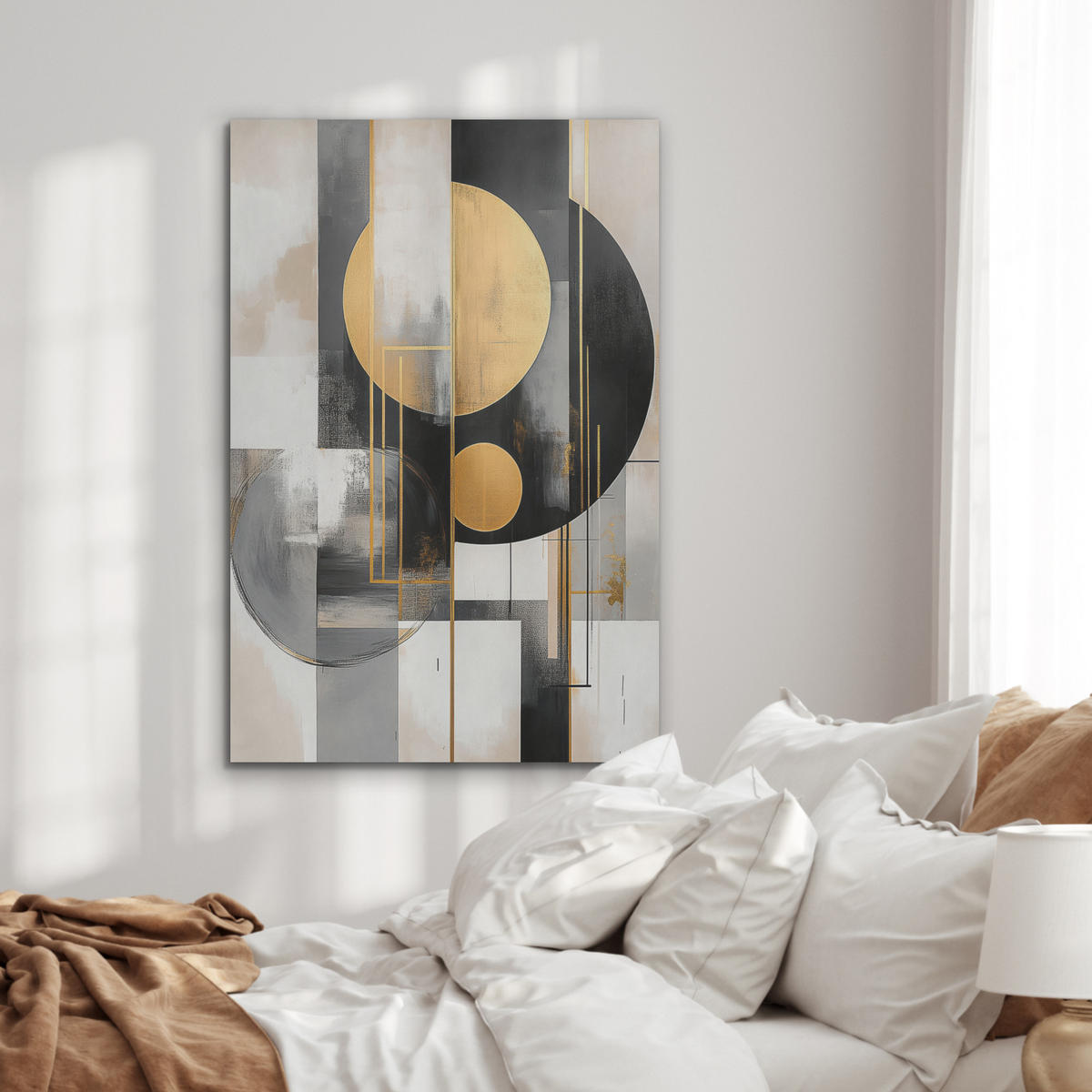AKUSTIKPANEEL Abstrakt - Gold - Silber - Formen - Ästhetisch - Modern 70x100 cm - Goldfarben, Textil (70/0.9/100cm) - MuchoWow