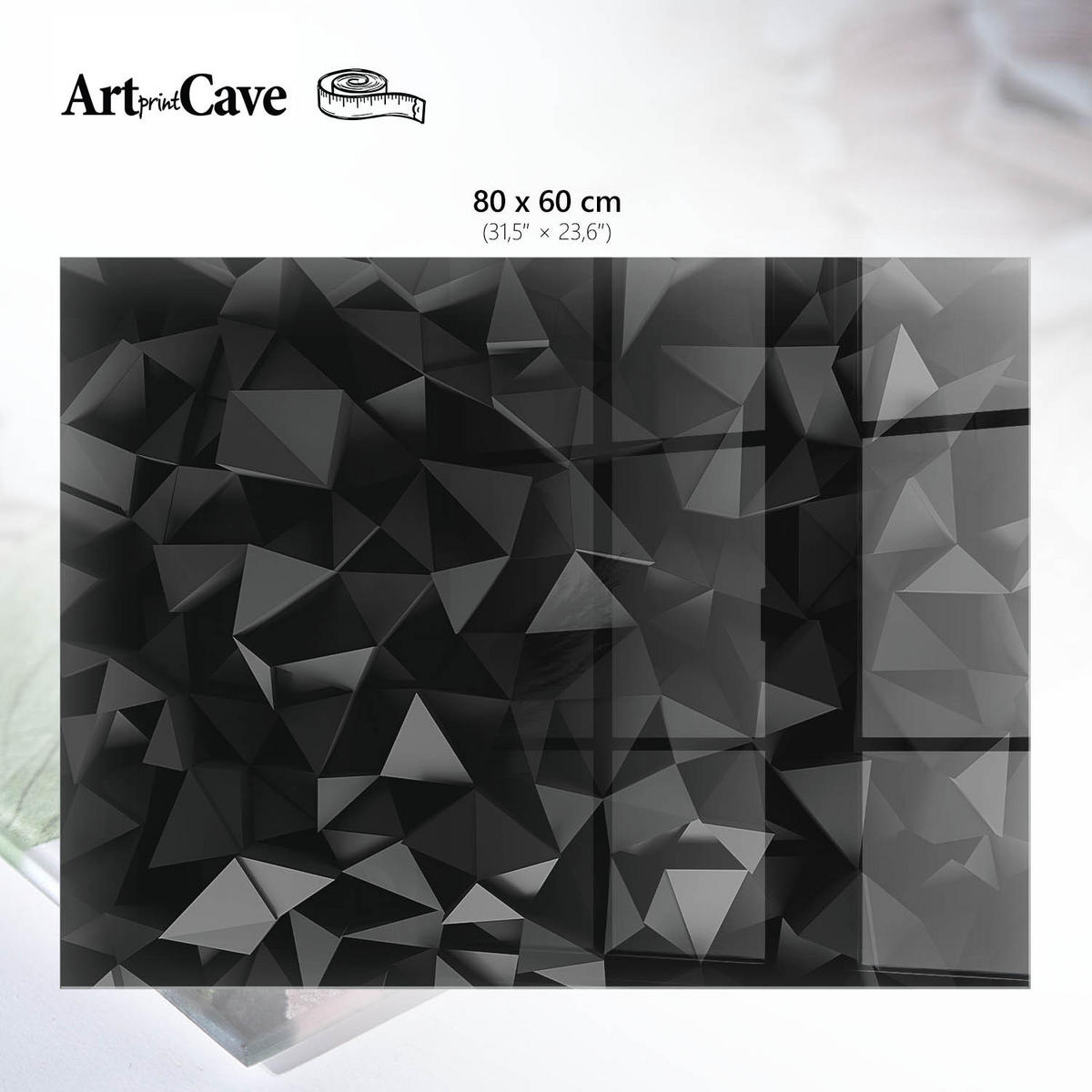 GLASPLATTE 80x60 cm – Schwarze Strukturen - Schwarz, Glas (0.4/80/60cm) - ArtPrintCave