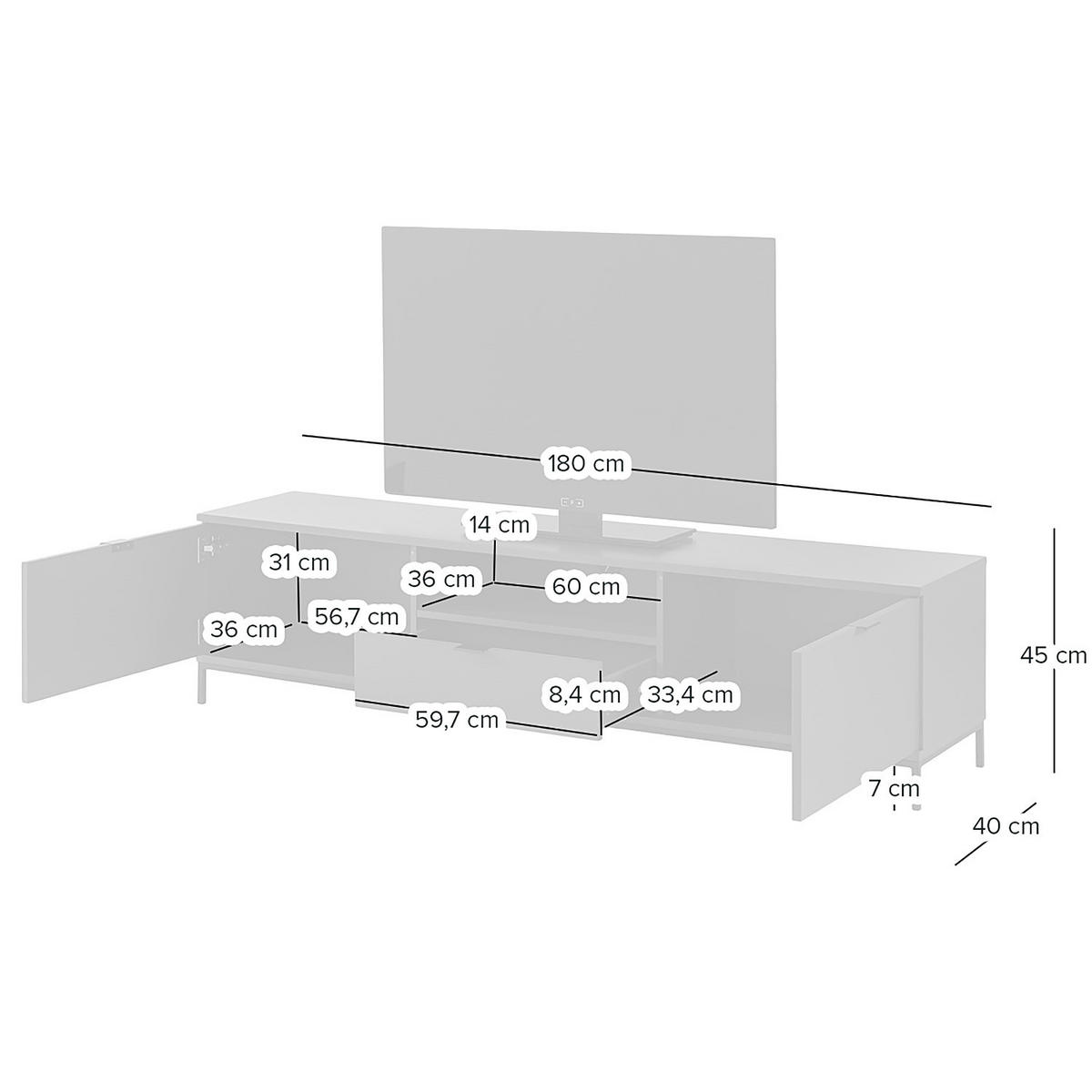 TV-LOWBOARD - Dunkelgrau - Dunkelgrau/Schwarz, Holzwerkstoff (180/45/40cm) - home24