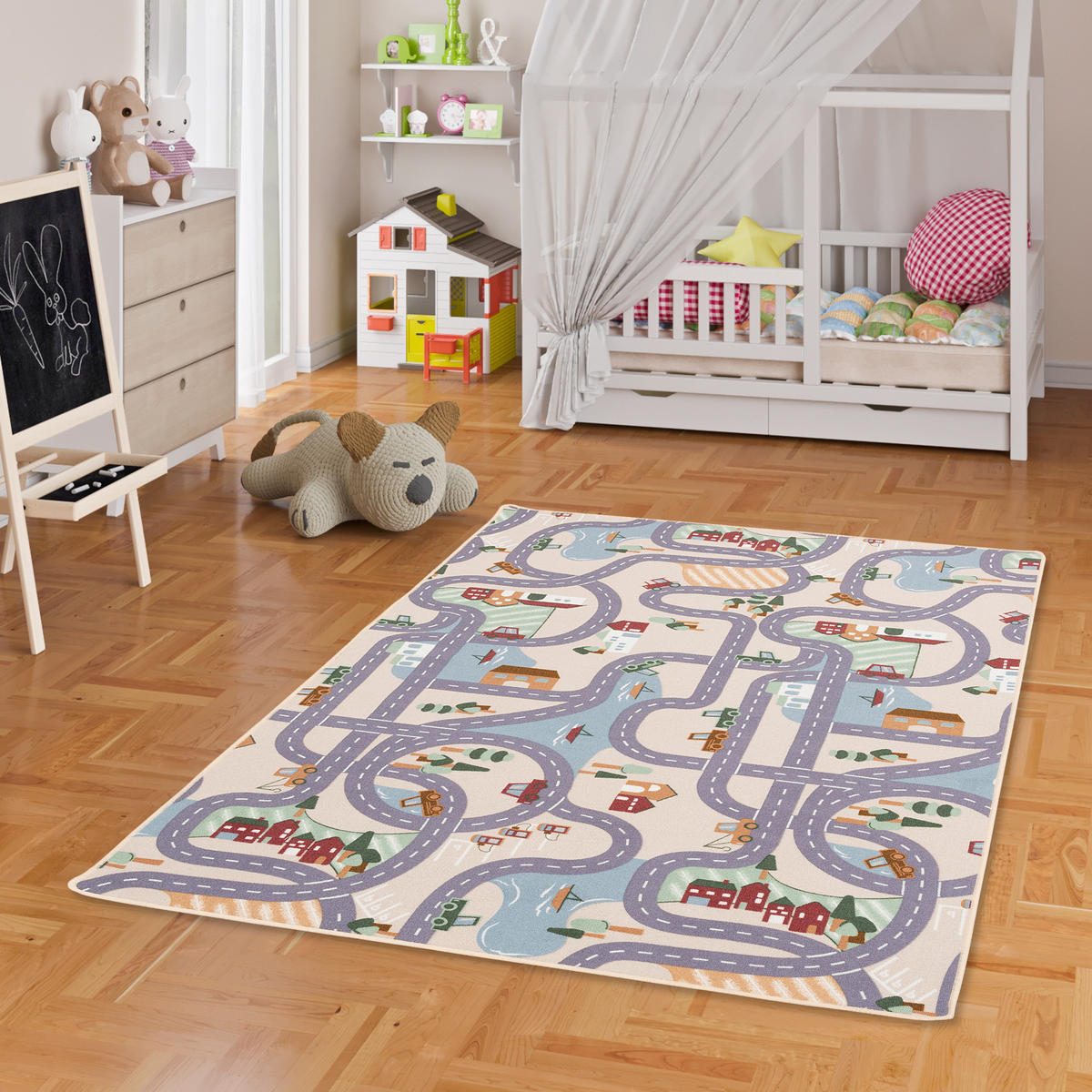KINDER SPIEL STRASSENTEPPICH FUN TOWN - Beige, Textil (80/160cm) - Snapstyle