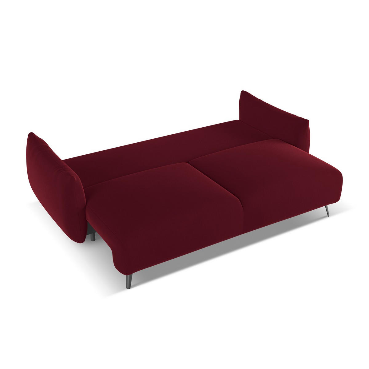 3-SITZER SOFA mit Schlaffunktion Samt Stoff Rot - Bordeaux/Rot, Textil/Metall (230/86/105cm) - LaMiaSofa