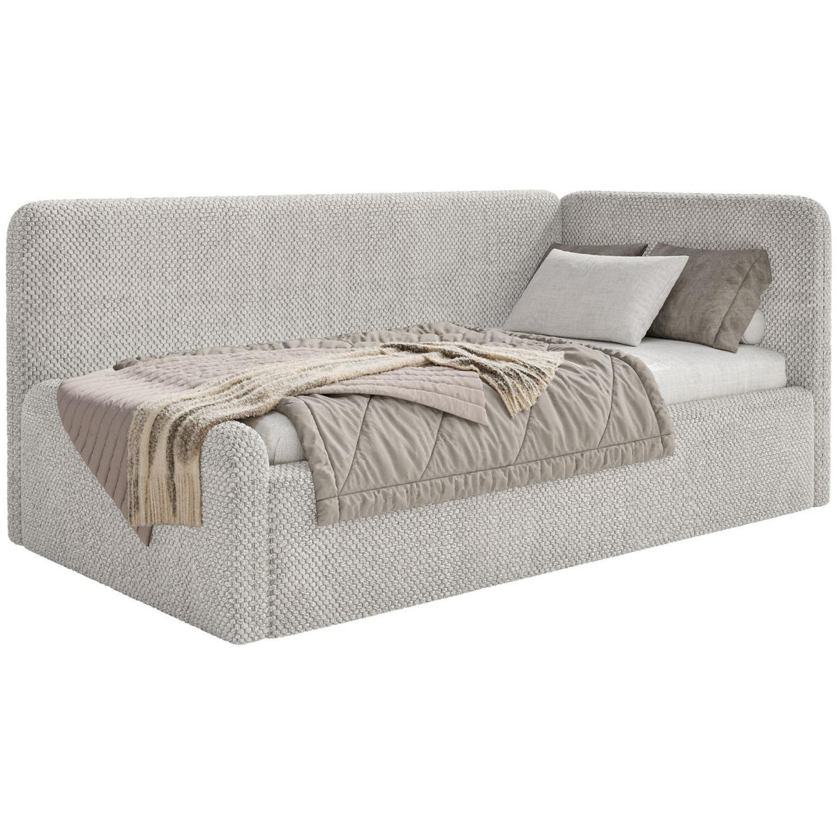 KINDERBETT Fanko Samt Greige 90x200 cm - Taupe/Schwarz, Kunststoff/Textil (90/200cm) - Selsey