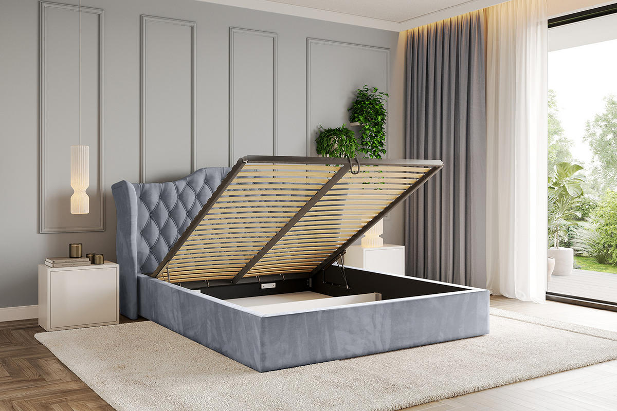 POLSTERBETT mit Bettkasten und Lattenrost, Bett mit Matratze H3/H4 - ZORAN 120x200 Grau - Grau, Holzwerkstoff/Textil (120/200cm) - ALTDECOR