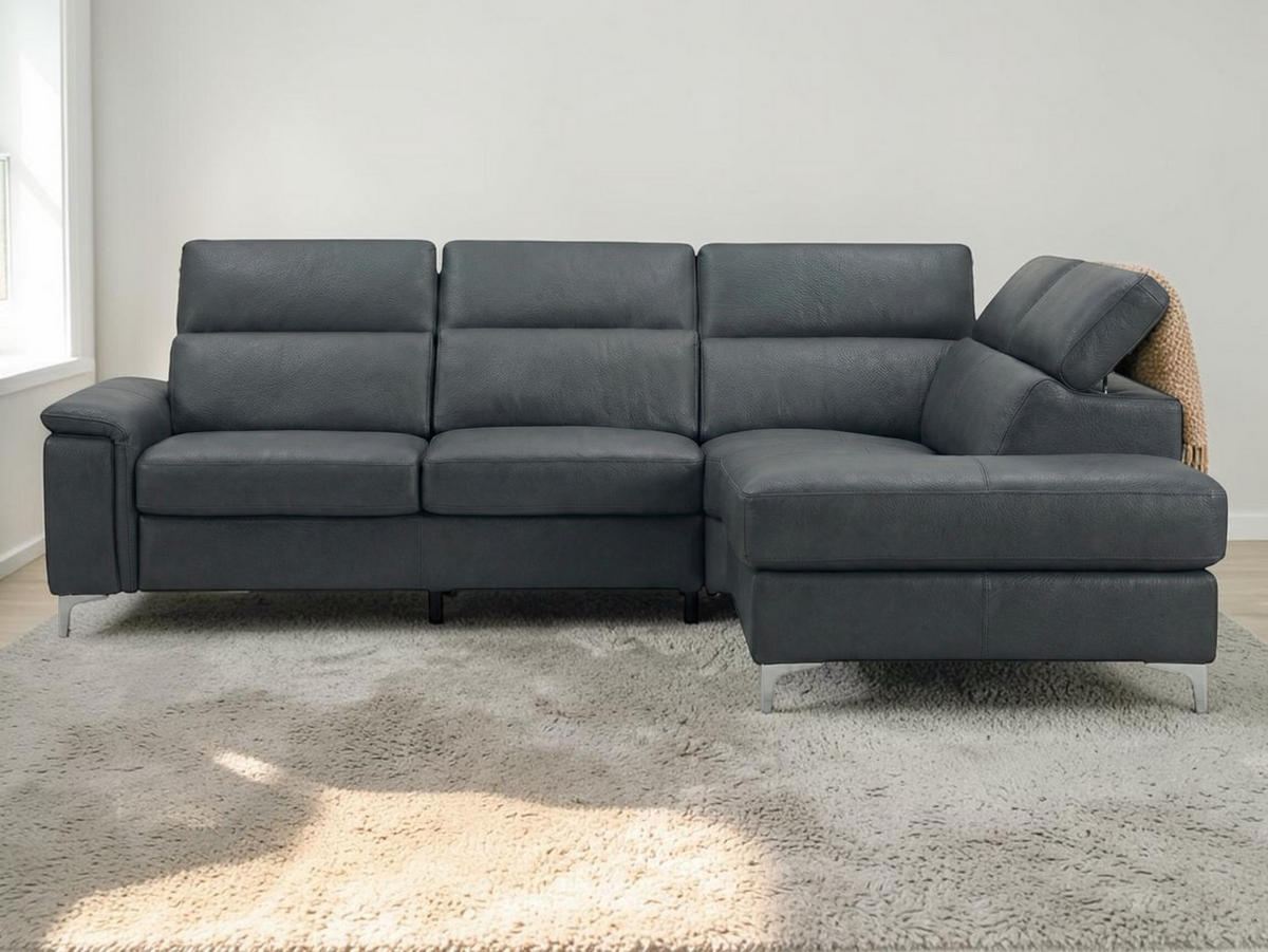ECKSOFA Avenger Echtleder Anthrazit - Anthrazit, Leder/Metall (271/81/224cm)