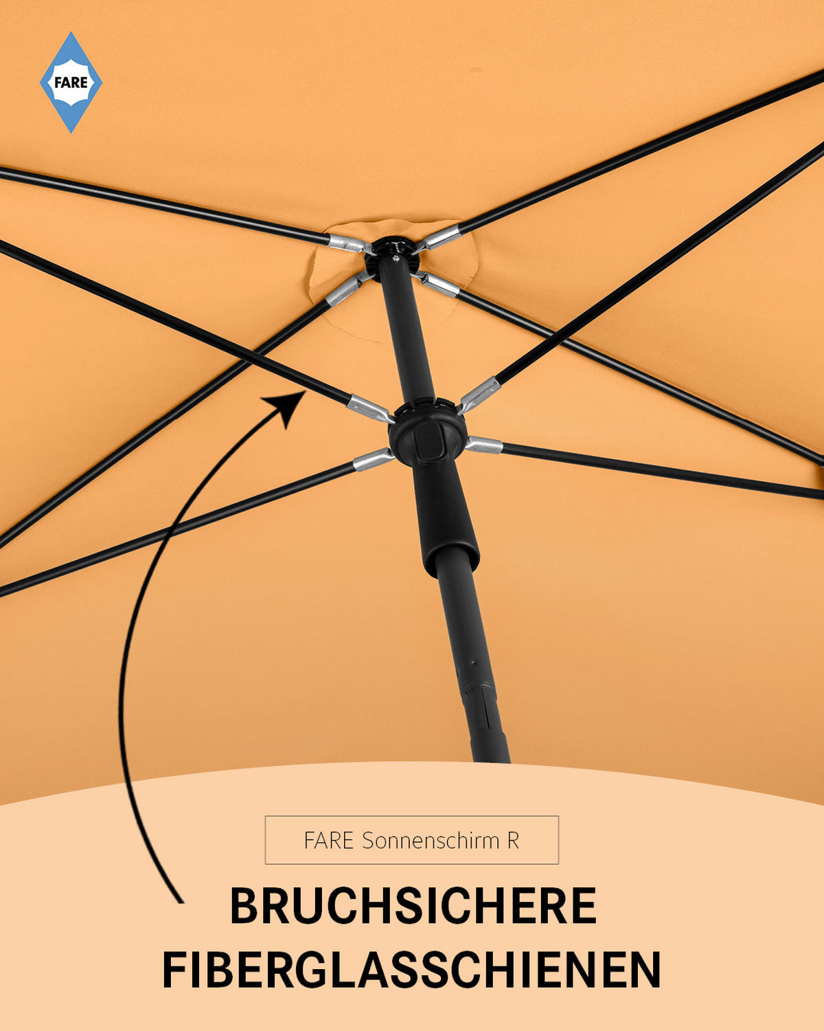 SONNENSCHIRM 122/200/126 cm - Orange, Kunststoff (200/122cm) - FARE