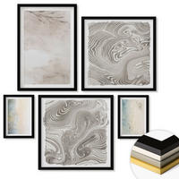 WANDBILDER 5er-Set - 50x50 cm & 20x30 cm & 40x60 cm Schwarzer Rahmen - Zarte Aquarellkartons - Schwarz, Kunststoff (40/60cm) - ArtPrintCave