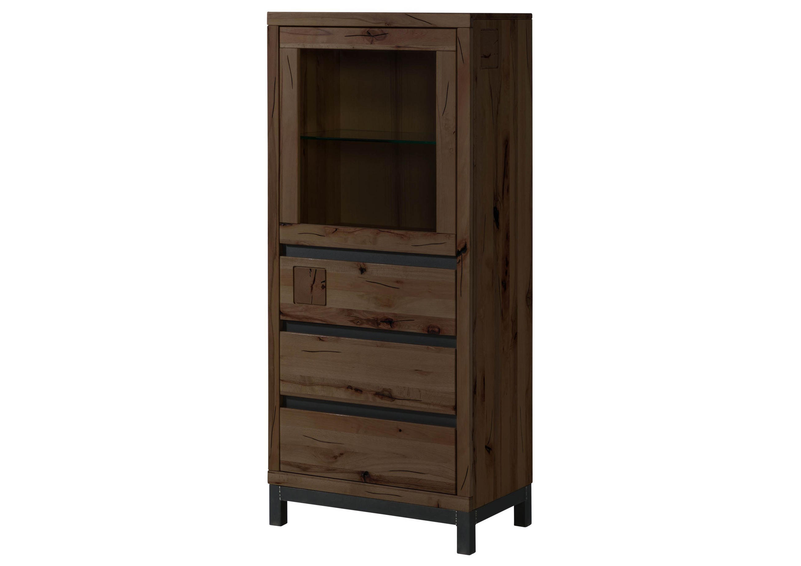 VITRINE Kernbuche 65x40x148 tabacco braun geölt VILLANDERS #203 - Braun, Holz (65/148/40cm) - Massivmoebel24