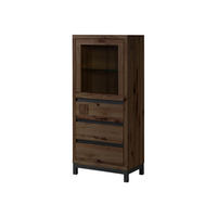 VITRINE Kernbuche 65x40x148 tabacco braun geölt VILLANDERS #203 - Braun, Holz (65/148/40cm) - Massivmoebel24