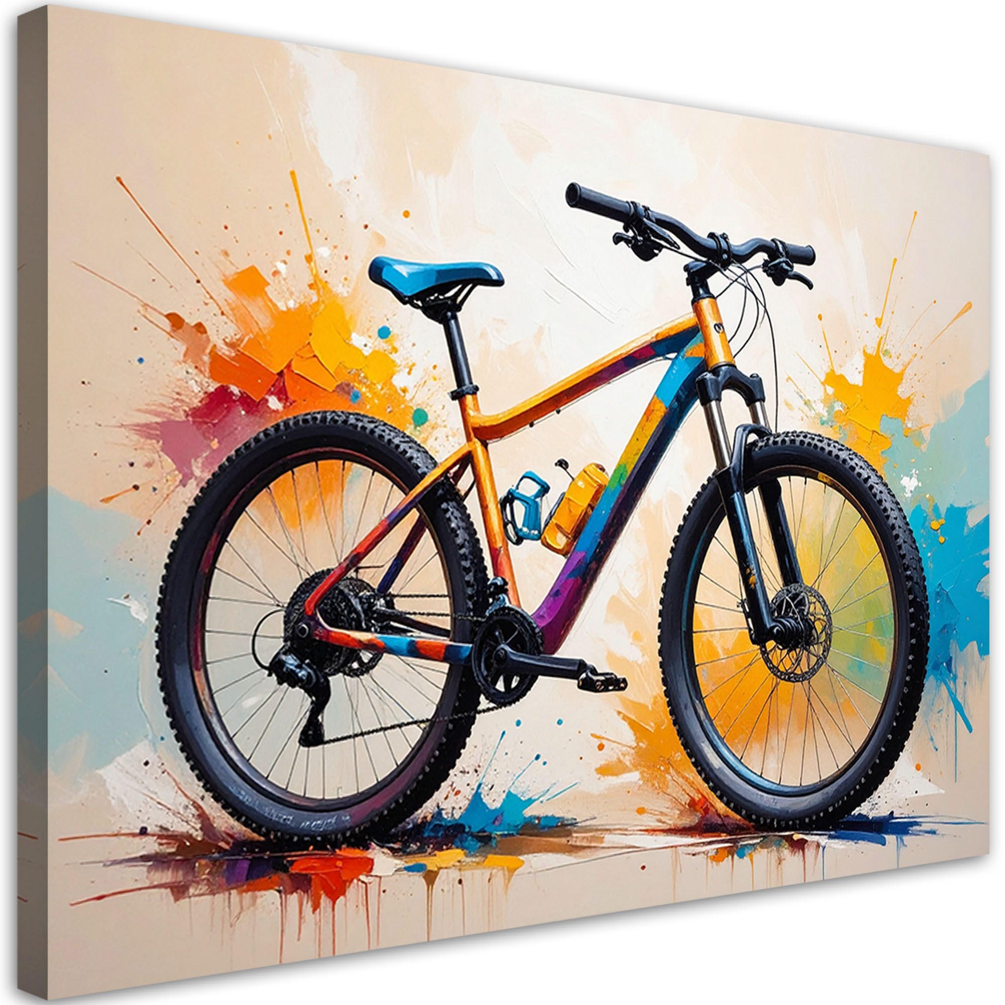 LEINWANDBILD Mountainbike abstrakt 120x80cm - Multicolor, Textil (120/80cm) - Feeby
