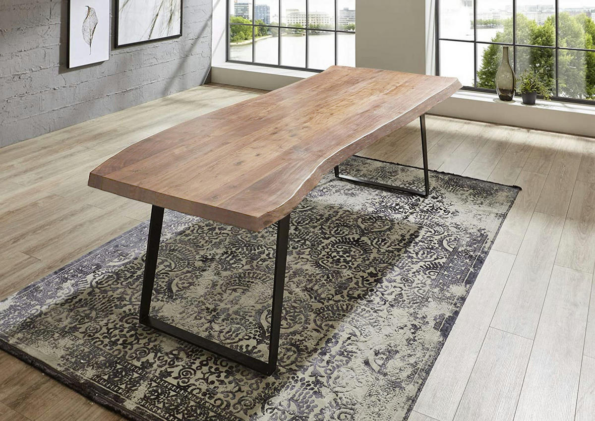 ESSTISCH HALMSTAD - Beige/Schwarz, Holz/Metall (100/280/79cm) - SAM