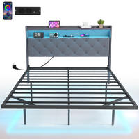 BETT 140x190 cm DE-14674 fliegend mit LED & Ladestation Grau - Grau, Metall (140/190cm) - ComfortXL
