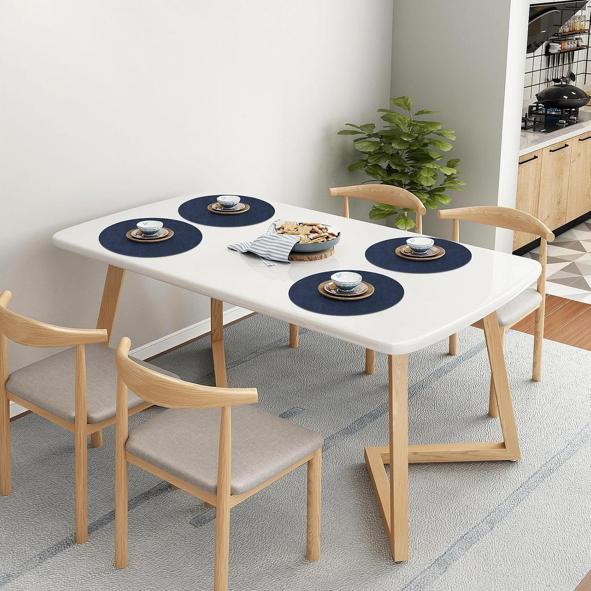 PLATZSETS (10-teiliges Set) – 33 cm – Blau - Dunkelblau, Leder (33/33cm)